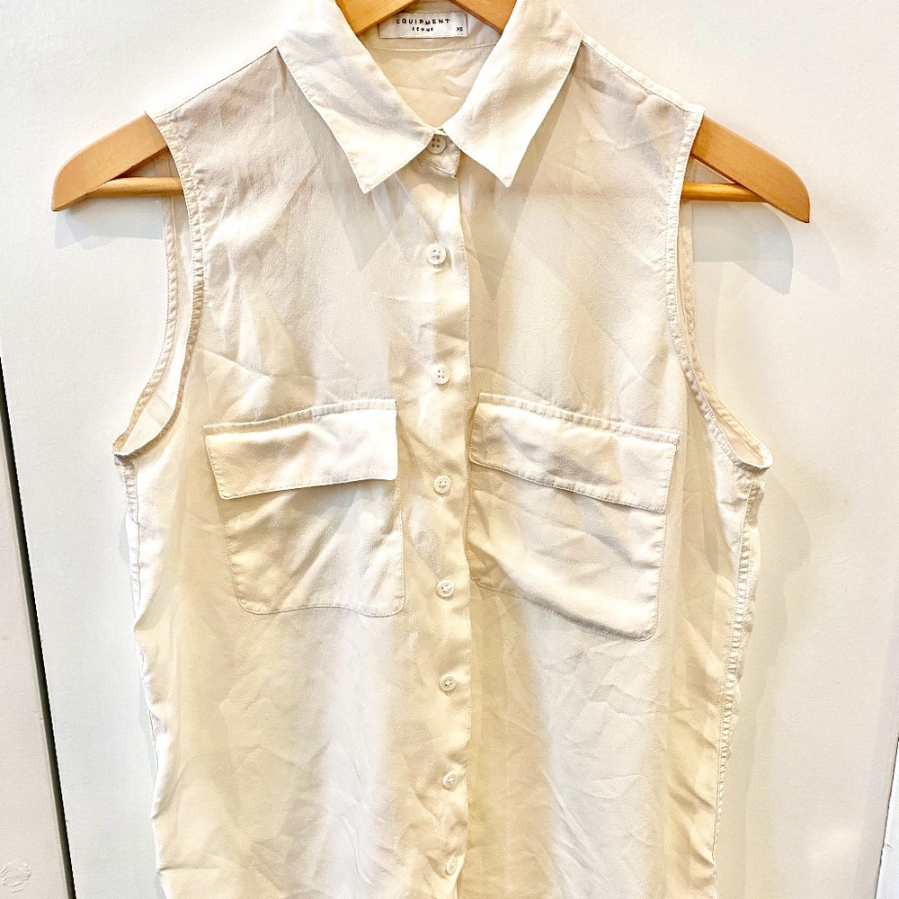 Equipment White Sleeveless Silk Blouse Size: XS